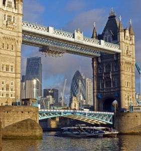 Tower Bridge in front of the city